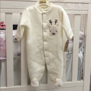 Quilted cotton long sleeve onesie